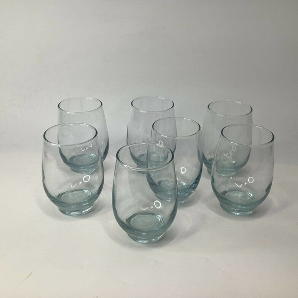 VINTAGE Roly Poly Libbey Tempo Juice Wine Glass Tumbler Aqua Blue Set Of 7 ‘70’s - Picture 5 of 8